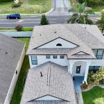 Newly laid shingle roofing