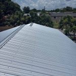 House roof fitted with metal roofing